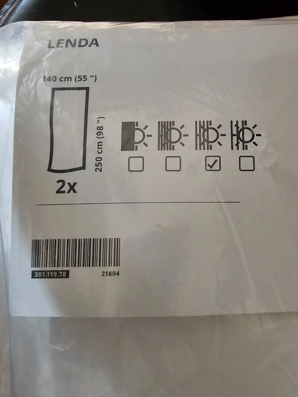 Ikea Lenda Curtain 2 Panels Tab Top Off White Cream 55 x 98